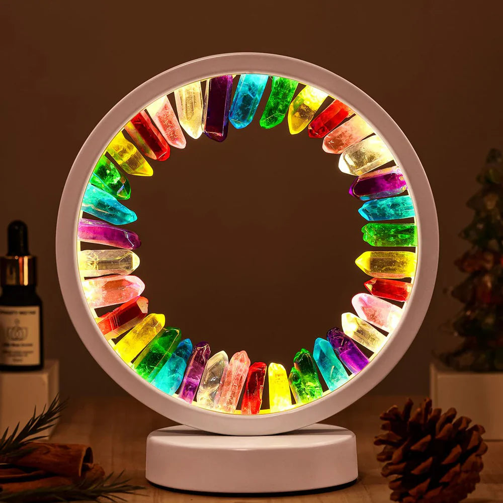 RadianceAura Premium Kwarts Kristal Lamp | Helder licht met regenboogeffect voor een energiebalan