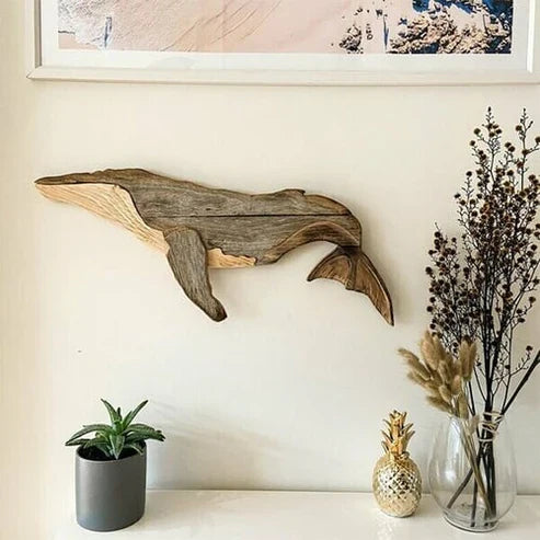 OceaniqueWood Houten Zee Wonder Ornament | Verfijnde wanddecoratie voor oceanen van rust