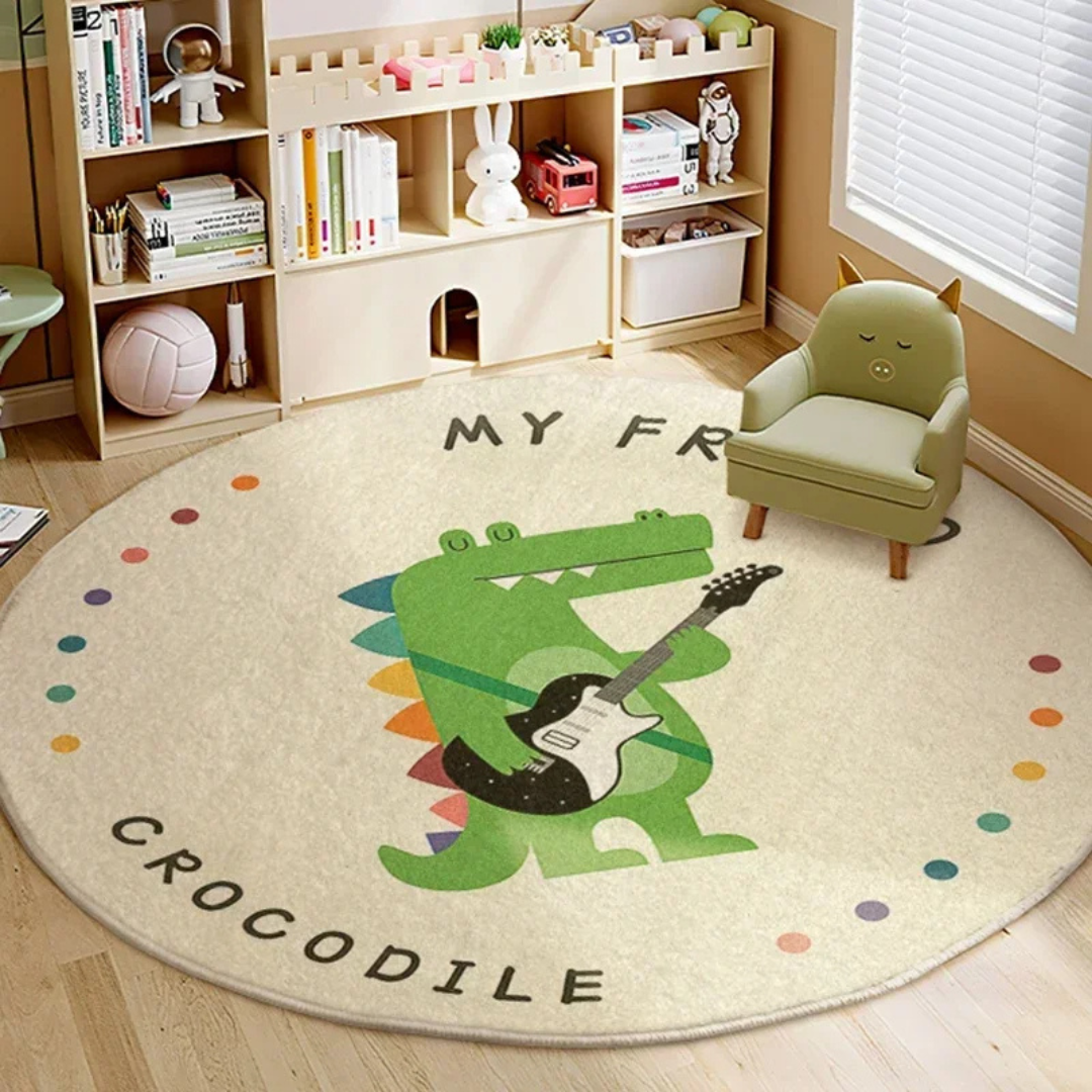 PrestigePaws Fluffy Cartoon Carpet | Animal Motif Round Carpet for a Comfortable Room