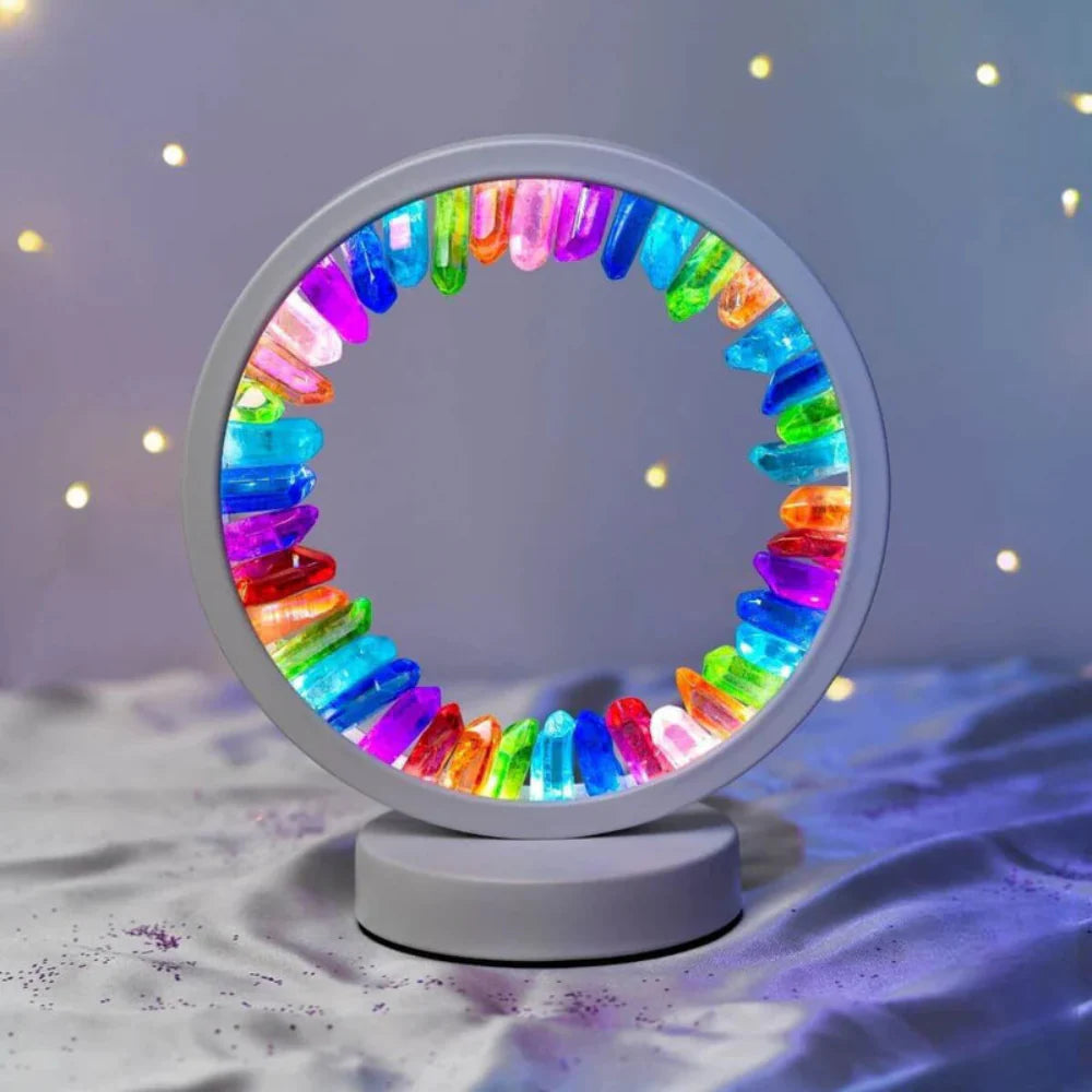 RadianceAura Premium Kwarts Kristal Lamp | Helder licht met regenboogeffect voor een energiebalan