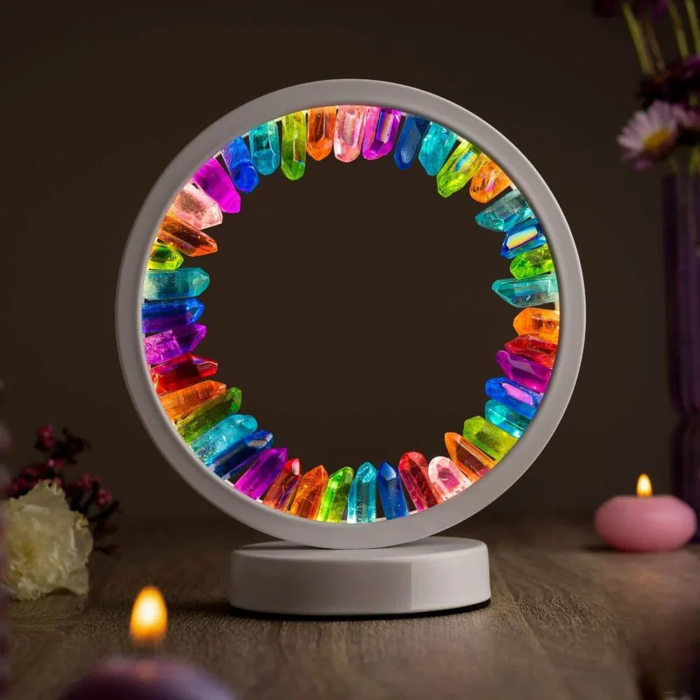 RadianceAura Premium Kwarts Kristal Lamp | Helder licht met regenboogeffect voor een energiebalan