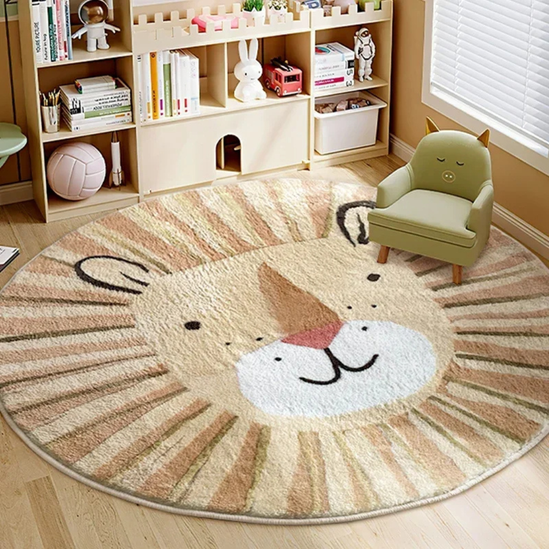 PrestigePaws Fluffy Cartoon Carpet | Animal Motif Round Carpet for a Comfortable Room