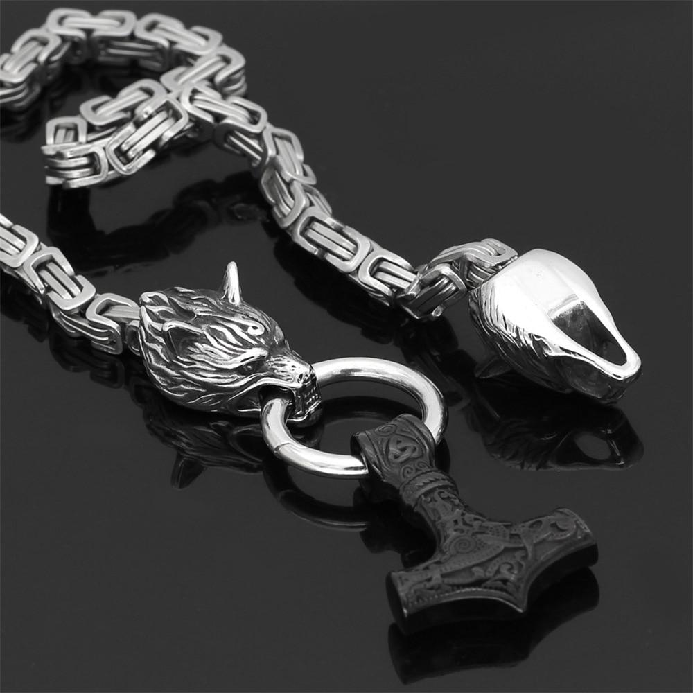 Viking Wolf Amulet Ketting | Viking Wolfskop hanger van roestvrij staal voor mannen