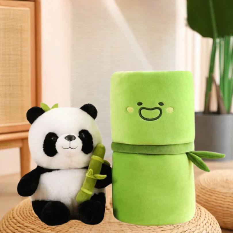 Schattige Panda Plushie | Schattige panda met bamboe voor kinderen