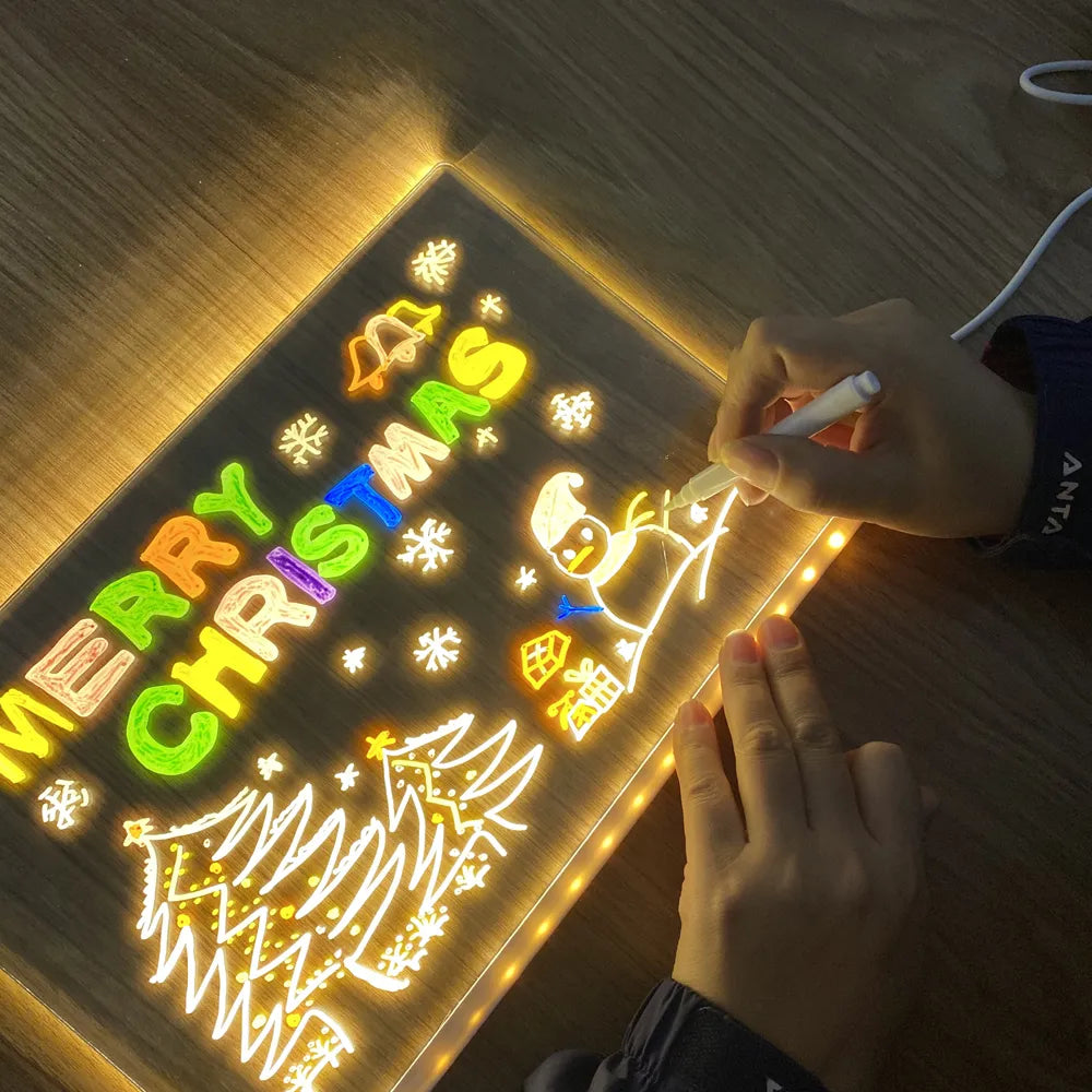 GlowSketch Creatief LED Tekenbord | Uitwisbaar kindertekenbord met nachtlampje