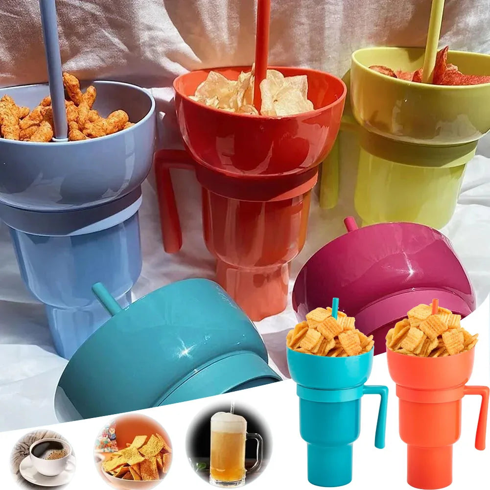 SipSnack Premium Drinkbeker | 2-in-1 beker voor snacks en drankjes, spat- en lekvrij, perfect voor onderwe