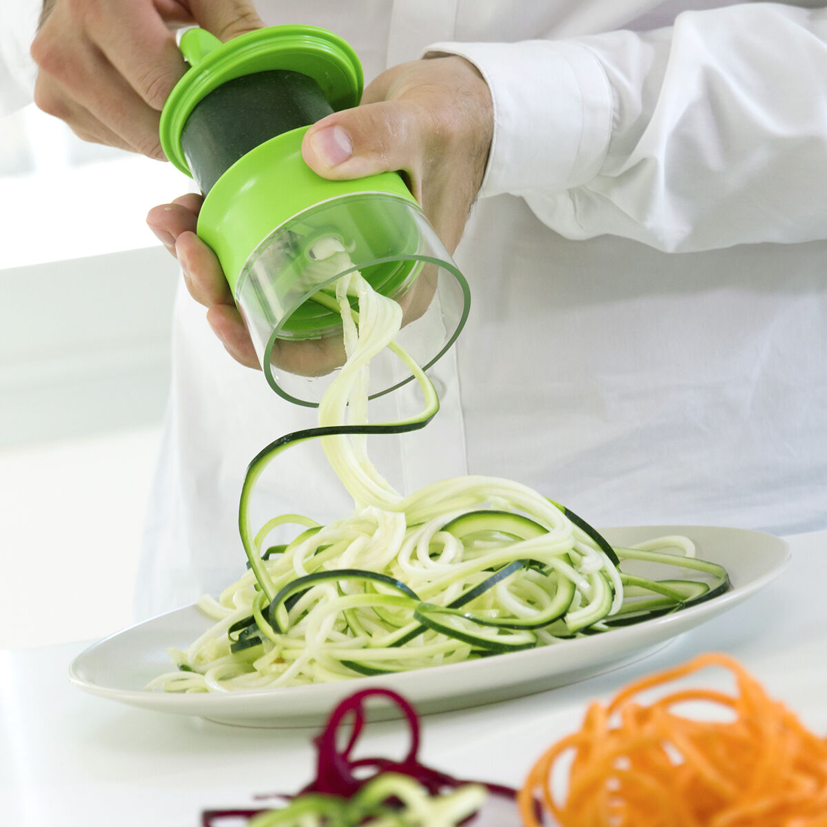 Groente spiraalsnijder | Handmatige courgettesnijder en aardappelspiraalsnijder voor in de keuken