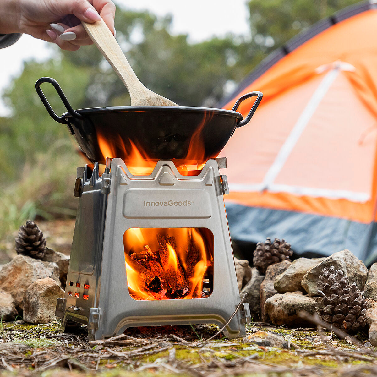 Klein fornuis voor op de camping | Opvouwbaar roestvrijstalen kooktoestel voor buitenavonturen