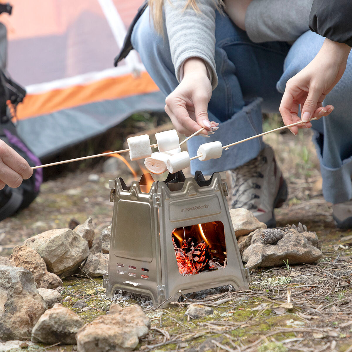 Klein fornuis voor op de camping | Opvouwbaar roestvrijstalen kooktoestel voor buitenavonturen