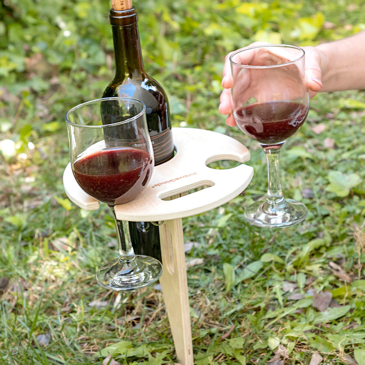 Inklapbare wijntafel | Opvouwbare houten wijntafel voor strand, gras en buitenpicknick