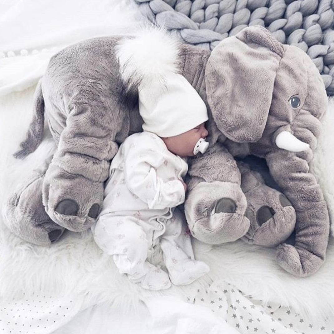 Pluche olifant | Groot zacht olifantenkussen en knuffel voor baby's en kindere